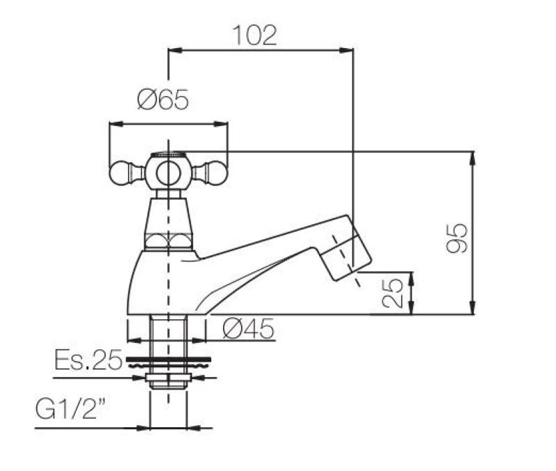 PB Classic Kaltwasserarmatur mit Sterngriff, niedriges Modell, Edelstahl 1208956903