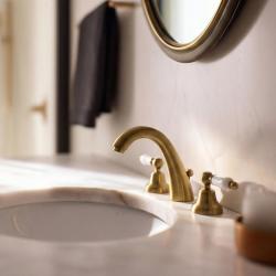 PB classic Wasserhahn 3-Loch-Waschtischarmatur, weiße Hebel, Bronze 1208956910