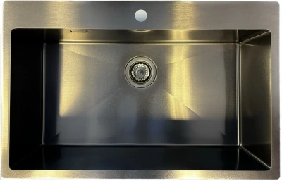 Ausmann Turt große Gunmetal-Spüle PVD Anthrazit PVD 79x50mm mit Wasserhahnloch Unterbau Flachbau und Aufbau 1208956940