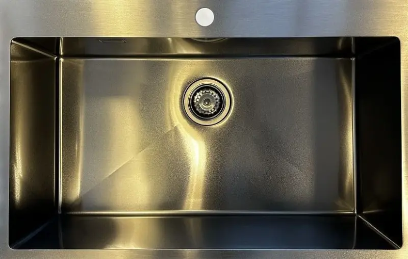 Ausmann Turt große Gunmetal-Spüle PVD Anthrazit PVD 79x50mm mit Wasserhahnloch Unterbau Flachbau und Aufbau 1208956940