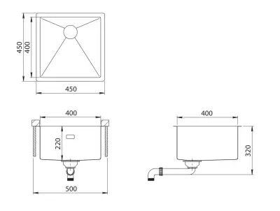 Ausmann Turt Kupfer-Spülbecken PVD NANO Copper 40x40, Unterbau flächenbündig und Oberflächen-Einbau 1208956945