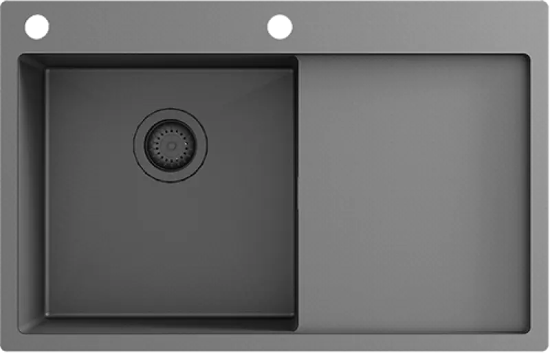 Ausmann Turt Gun Metal Spülbecken mit Abtropffläche rechts 780x500mm, flächenbündiger und Oberflächen-Einbau 1208956953