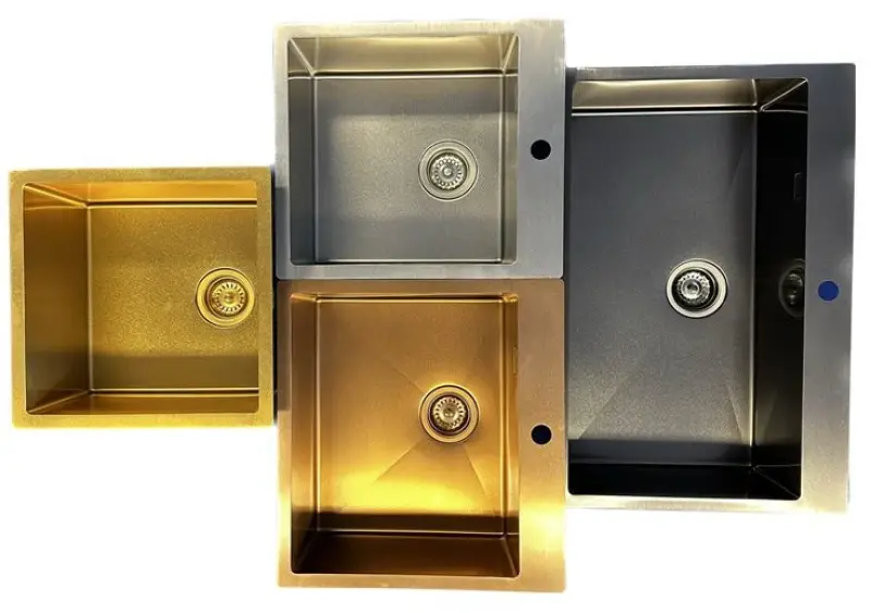 Ausmann Turt Gun Metal Spülbecken mit Abtropffläche rechts 780x500mm, flächenbündiger und Oberflächen-Einbau 1208956953