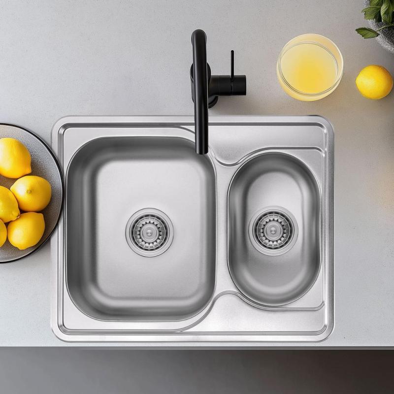 Ausmann Basic Edelstahl 1,5 Spüle reversibel 63x50 cm, inklusive Siphon, Oberflächen-Einbau 1208956969