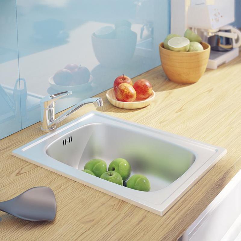 Ausmann Basic kleines Edelstahl-Spülbecken 35x48 cm, inkl. Siphon, Oberflächen-Einbau 1208956971