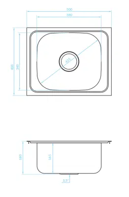 Ausmann Basic Edelstahl-Spüle 50x40 cm, inklusive Siphon, Oberflächen-Einbau 1208956975