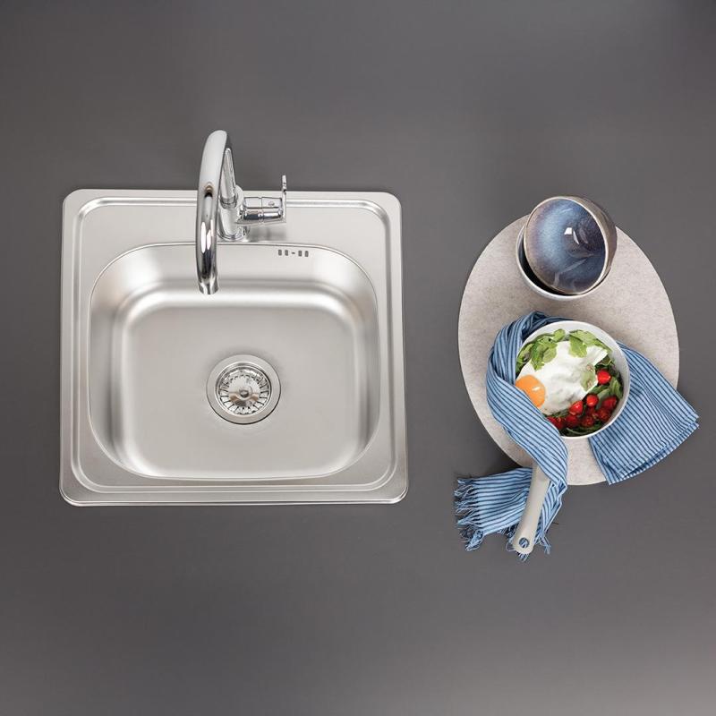 Ausmann Basic Edelstahl-Spüle 48x48 cm mit Hahnlochbank, inklusive Siphon, Oberflächen-Einbau 1208957000