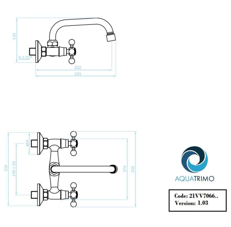 AquaTrimo Vivaldi klassische Wand-Küchenarmatur mit Auslauf, Chrom 21VV7066CM