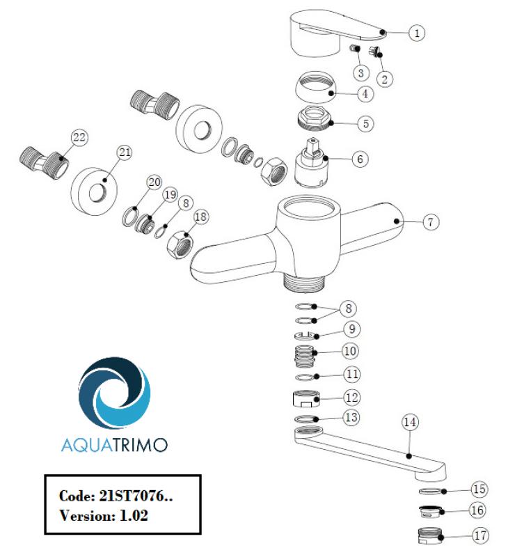 AquaTrimo Schubert Einhebel Küchen Wandhahn Chrom 21ST7076CM