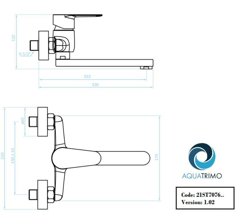 AquaTrimo Schubert Einhebel Küchen Wandhahn Chrom 21ST7076CM