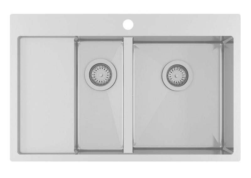 Ausmann Oder Blue 1.5 Edelstahlspüle 78x50cm, flächenbündig und Oberflächen-Einbau, mit Abtropffläche 1208957125