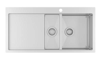 Ausmann Oder Blue 1,5 Edelstahlspüle 100x51cm, flächenbündig und Oberflächen-Einbau, mit Abtropffläche 1208957127