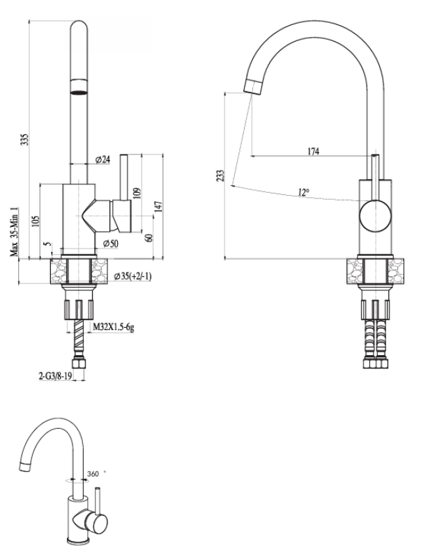 Ausmann Petra Küchenarmatur mit schwenkbarem Auslauf Chrom, Ganzmetall 1208957156