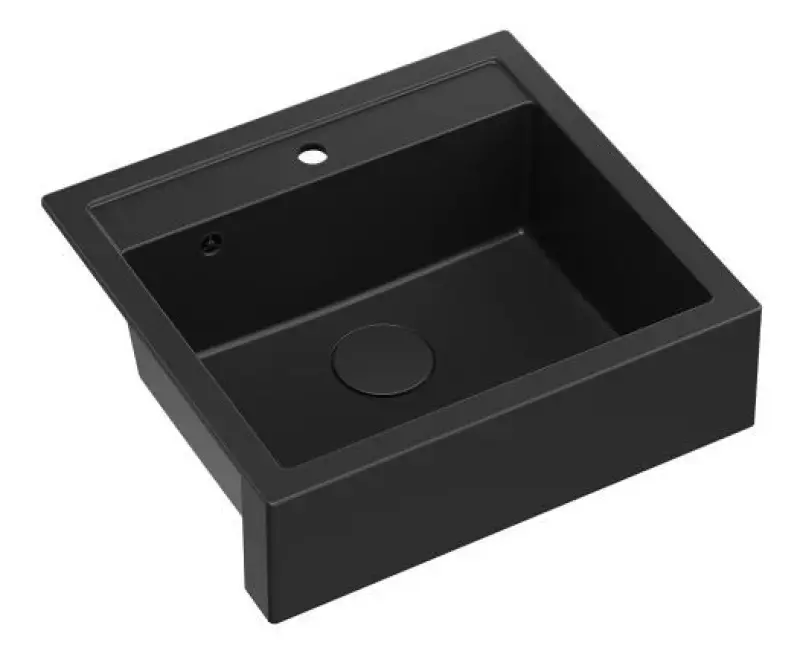 Quadri Farmhouse ländliches Granit-Spülbecken,Zwischen- oder Oberflächen-Einbau, Mattschwarz 595x540mm 1208957208