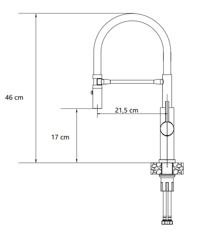 Quadri Chester Küchenmischer mit flexiblem Auslauf und Brause mit 2 Strahlarten, Schwarz matt 1208957225