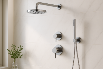 Waterevolution Flow Einbau-Duschset Chrom mit Thermostat-Regendusche und Handbrause 1208957343