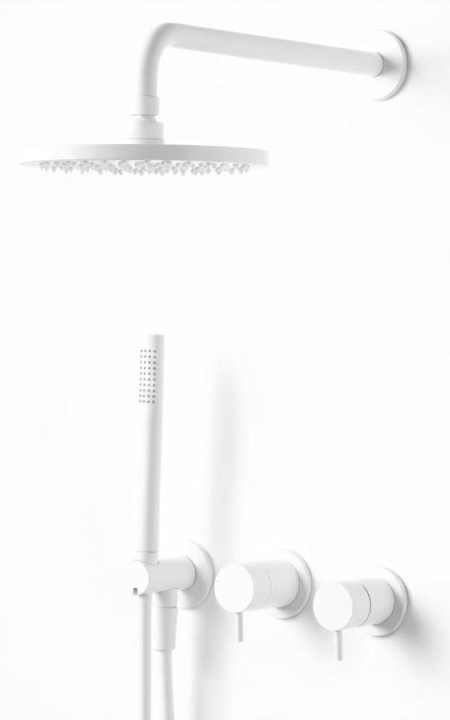 Waterevolution Flow Einbau-Duschset mattweiß mit Thermostat-Regendusche und Handbrause 1208957344