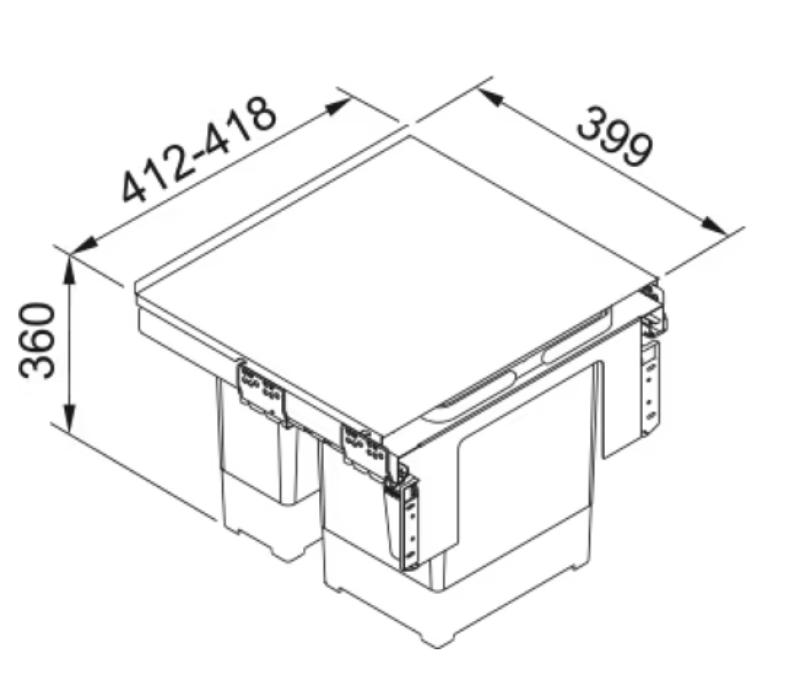 Franke Sorter Garbo 45-2 Einbau-Abfallsystem 1 x 12 und 1 x 18 Liter Abfallbehälter 1210200692