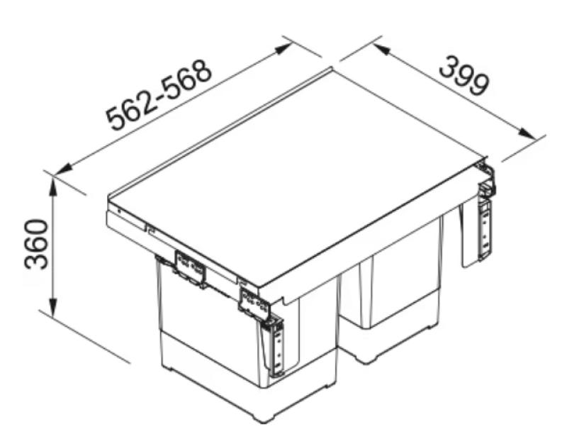 Franke Sorter Garbo 60-2 Einbau-Abfallsystem 2 x 18-Liter-Abfallbehälter 1210284027