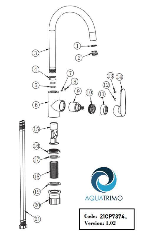 AquaTrimo Chopin Einhebel-Küchenmischer Schwarz matt 21CP7374SW