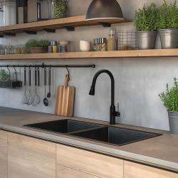 Franke Maris MRG 220/120-35-35 Fragranite Black Edition matt schwarzes Doppelspülbecken flächenbündig