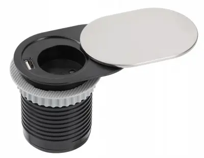 Indux Slide Einbau Küchensteckdose in Arbeitsplatte mit USB C und Steckdose Farbe Edelstahl 1208957391