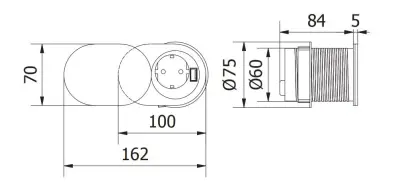Indux Slide Einbau Küchensteckdose in Arbeitsplatte mit USB C und Steckdose Farbe Edelstahl 1208957391