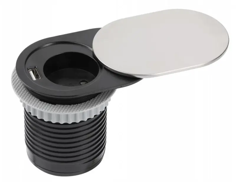 Indux Slide Einbau Küchensteckdose in Arbeitsplatte mit USB C und Steckdose Farbe Edelstahl 1208957391