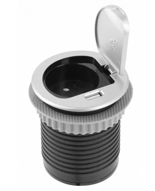 Indux Cover Einbau-Küchensteckdose in Arbeitsplatte mit USB und Steckdose Farbe Silber 1208957393