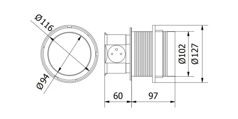 Indux Push Versenkbar Stift-Erdung Typ E, Silber Küchensteckdose mit 3 Steckdosen und 2 x USB 1208957412