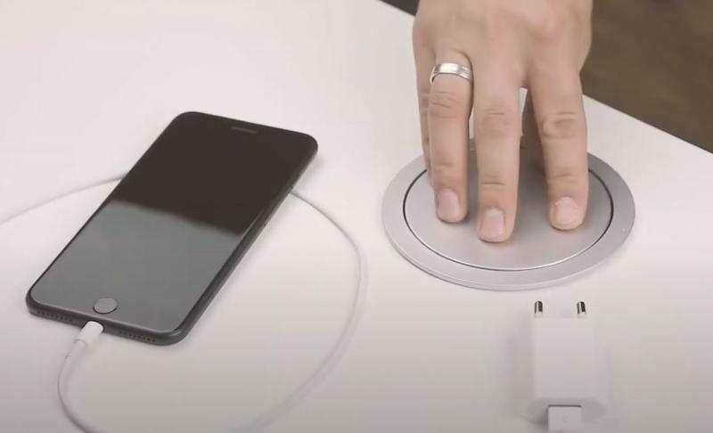 Indux Push versenkbar Stift-Erdung Typ E, Silber Küchensteckdose in Arbeitsplatte mit 4 Steckdosen 1208957413