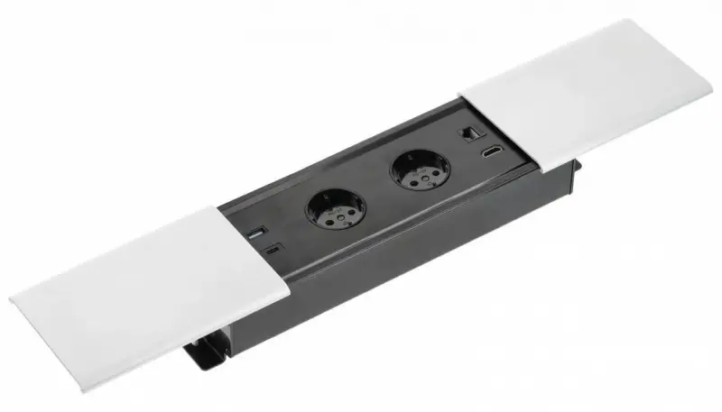 Indux Slide max Einbau-Küchensteckdose in Arbeitsplatte mit USB-A, HDMI, RJ45 und USB-C, Farbe mattweiß 1208957429
