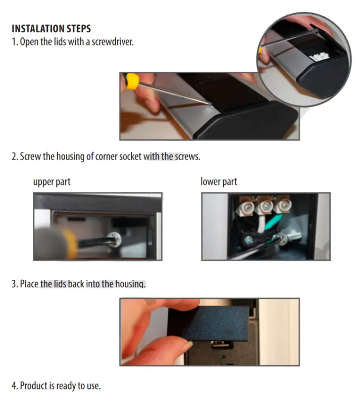Indux Eck-Küchensteckdose mit 3 Schuko-Steckdosen und 2 USB-Ladegeräten 1208957431
