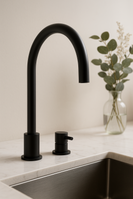 Waterevolution Flow 2-Loch Küchenarmatur Schwarz matt T151PR