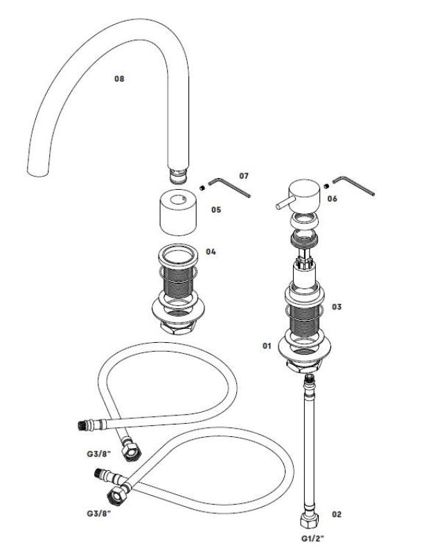 Waterevolution Flow 2-Loch Küchenarmatur Schwarz matt T151PR