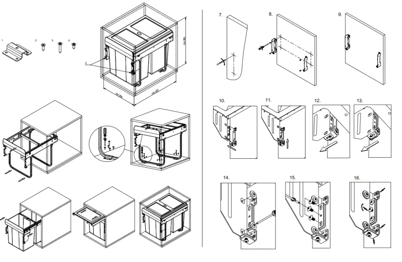 Garbi Carrier C-40-2-H Einbau-Abfallsystem mit eigenen Schienen und 2 Abfalleimern 2 x 20 Liter 1208957463