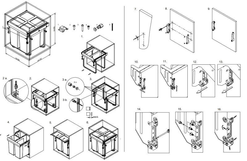 Garbi Carrier C-60-2-H Einbau-Abfallsystem mit eigenen Schienen und 2 Abfalleimern 2 x 34 Liter 1208957469