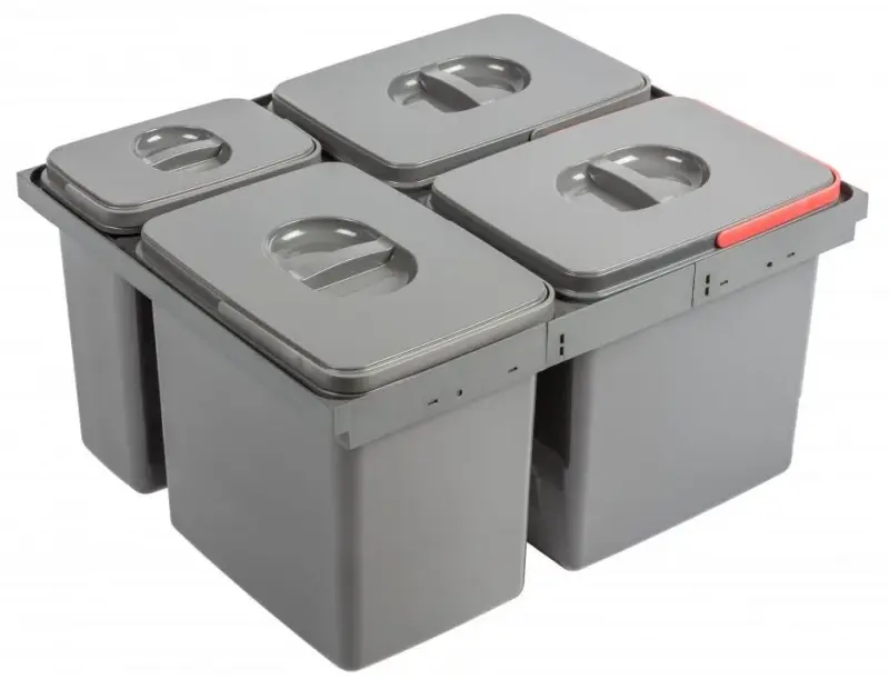 Garbi Basket B-60-4-H Abfallsortiersystem für Schublade 60cm inkl. Halter und 4 Abfalleimern 1208957472