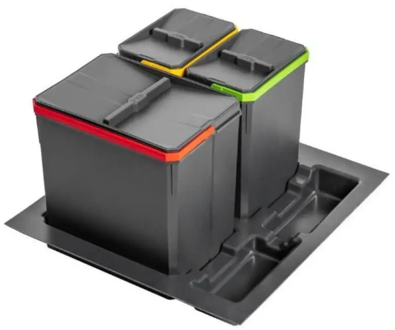 Garbi Basket B-60-3 Abfallsortiersystem für Schublade 60cm inkl. Halter und 3 Abfalleimern 1208957473