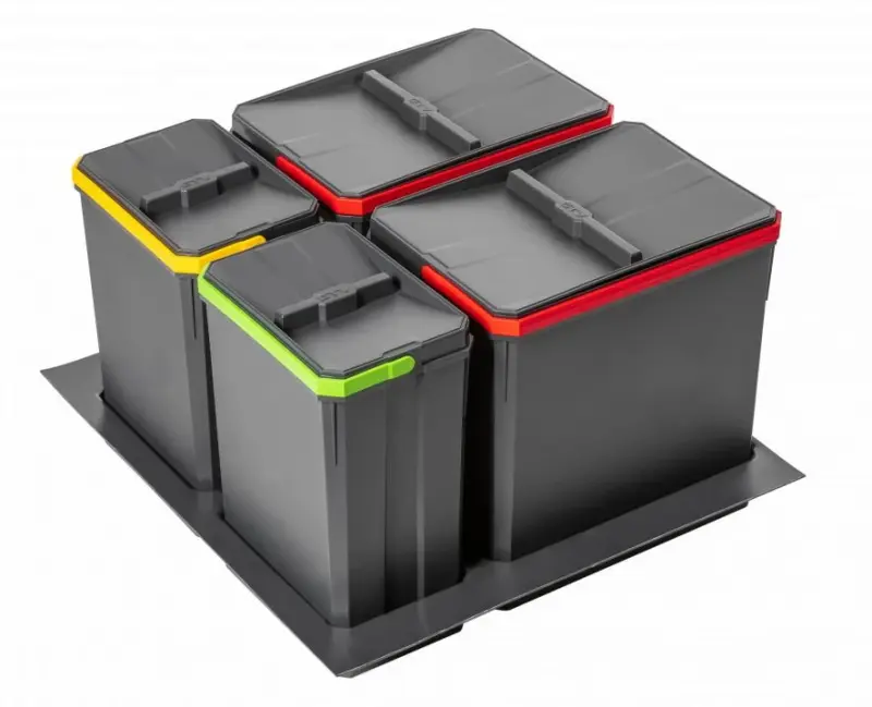 Garbi Basket B-60-4 Abfallsortiersystem für Schublade 60cm inkl. Halter und 4 Abfalleimern 1208957475