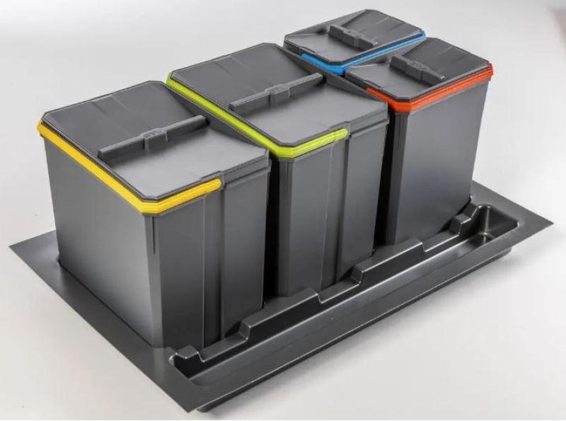 Garbi Basket B-80-4 Abfallsortiersystem für Schublade 80cm inkl. Halterung und 4 Abfalleimern 1208957477