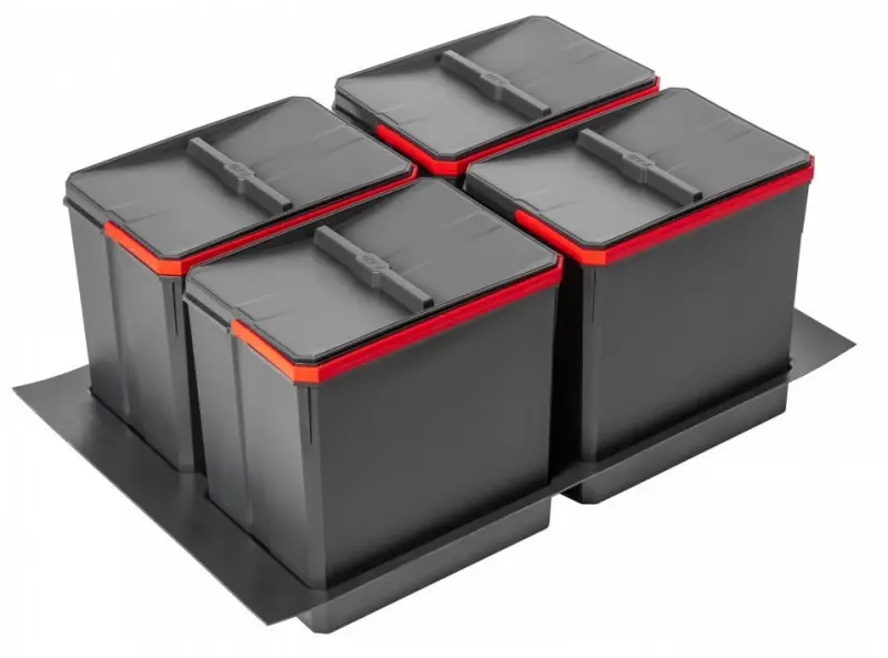 Garbi Basket B-80-4-G Abfallsortiersystem für Schublade 80cm inkl. Halterung und 4 x 15-Liter-Abfallbehälter 1208957478