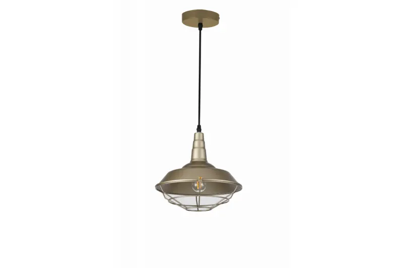 Dekor Solen Pendelleuchte Industrieform mit Goldgitter Durchmesser 26,5 cm 2362