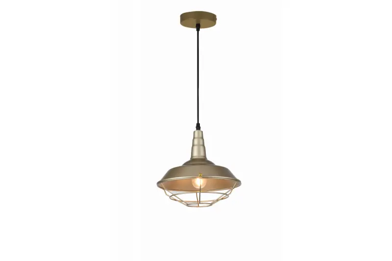 Dekor Solen Pendelleuchte Industrieform mit Goldgitter Durchmesser 26,5 cm 2362
