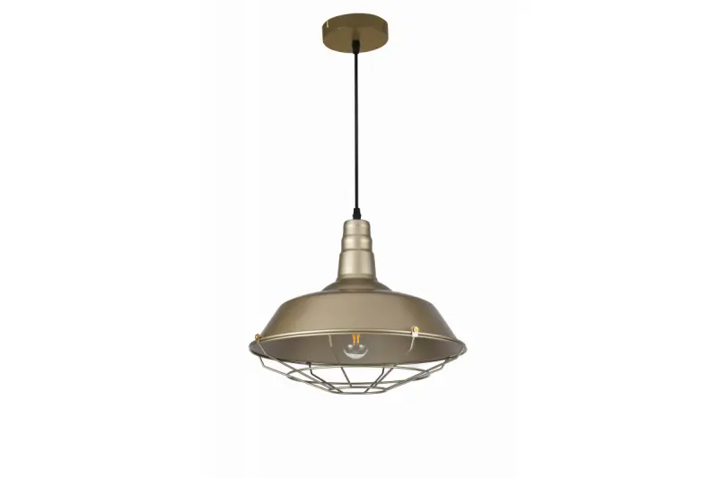 Dekor Solen Pendelleuchte Industrieform mit Goldgitter Durchmesser 36,5 cm 3703