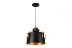 Decor Goa schwarze Pendelleuchte mit dekorativem Goldrahmen 3512
