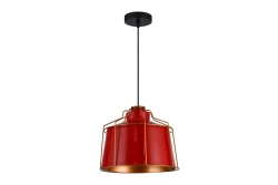 Decor Goa rote Pendelleuchte mit dekorativem Goldrahmen 3536