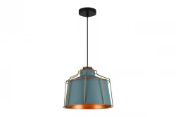 Decor Goa blaue Pendelleuchte mit dekorativem Goldrahmen 3574