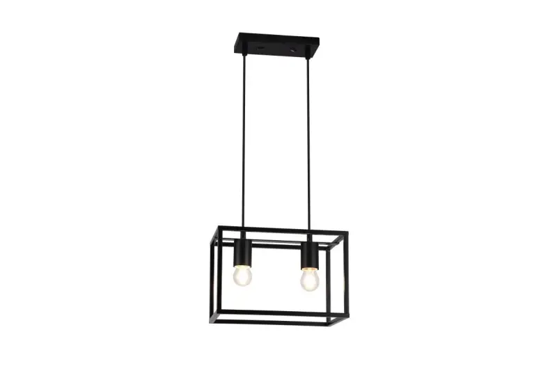 Decor Diu schwarze geometrische Pendelleuchte mit 2 Lichtquellen, Breite 30 cm 3628