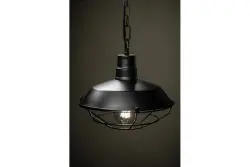 Decor Lars schwarze Pendelleuchte mit industriellem schwarzem Gitter, Durchmesser 26 cm 2233